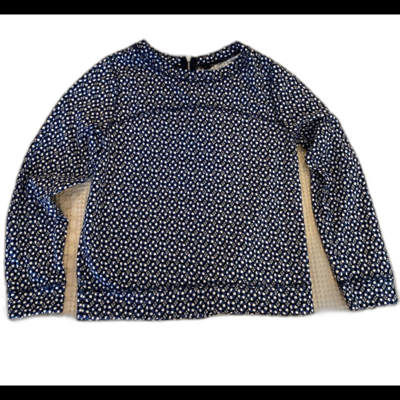 H&M Blouse Navy Black Floral Size X Small ? Stylish Zipper Back Long Sleeve - Picture 1 of 10